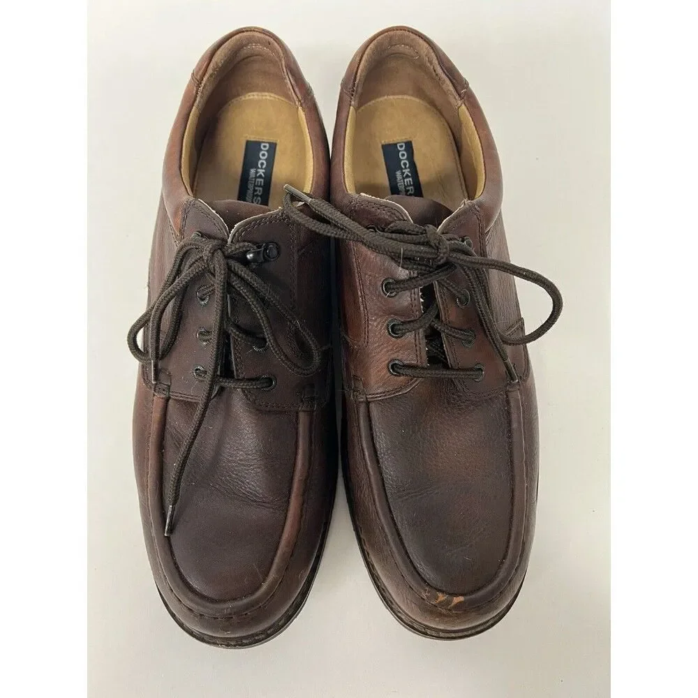 Dockers Brown Leather Oxford Lace Up Shows 13 Oil Resistant Waterproof